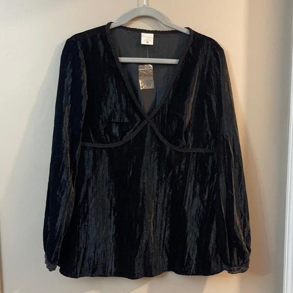 NWT Motherhood Maternity Black Velvet Top - Picture 1 of 6